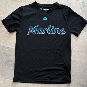 Majestic Black Kids Tee with Marlins Logo